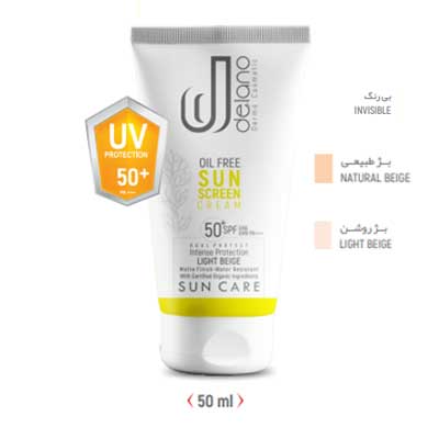 کـرم ضد آفتاب فاقد چر بی +50 SPF دلانو حجم 50 میلی لیتر
